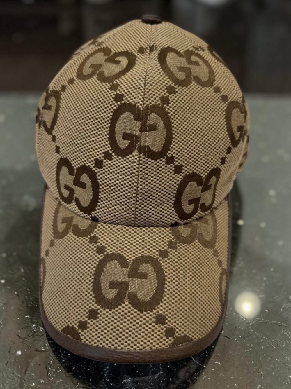 Beige GUCCI Jumbo GG Baseball Cap / Canvas Monogram Hat W/ Dust Bag Size M - Picture 3 of 6